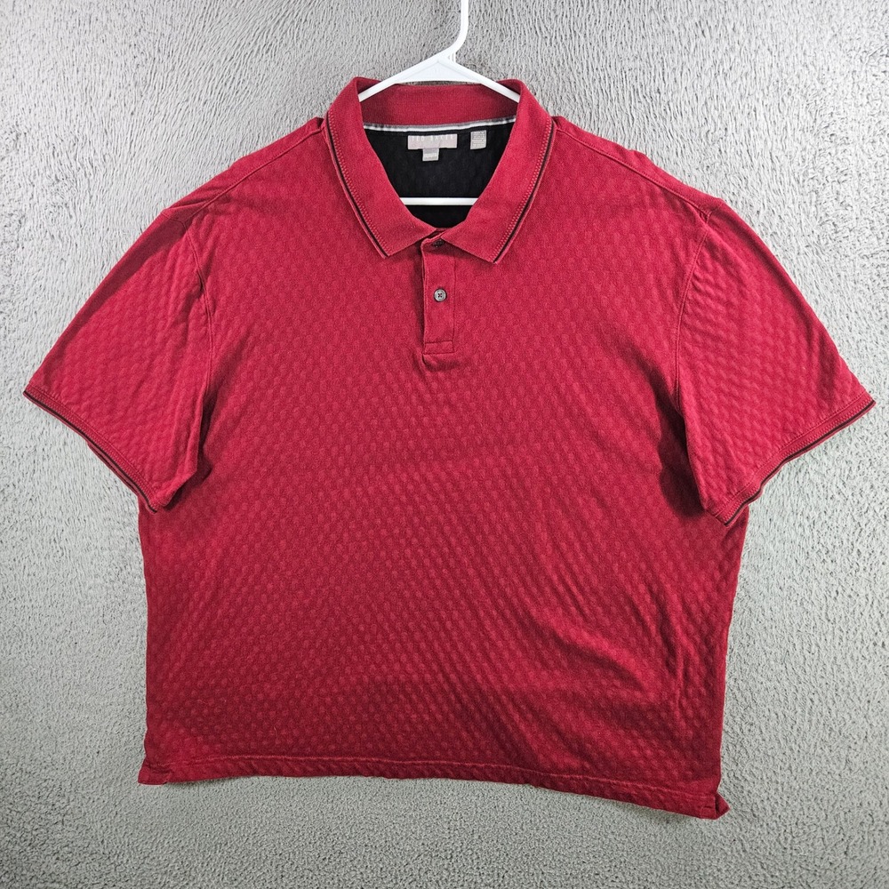 Ted Baker London Mens XXL Red Textured Jacquard Cotton Polo Shirt